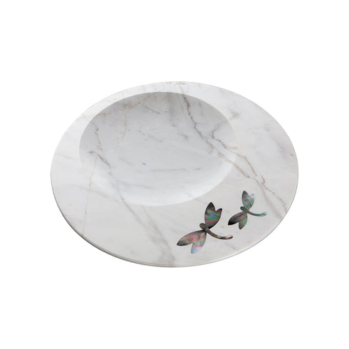 Marble Serving Platter with Mother of Pearl Inlay,